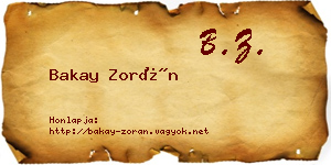 Bakay Zorán névjegykártya